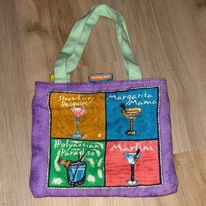 Purple and Green Cocktail Canvas Tote Bag